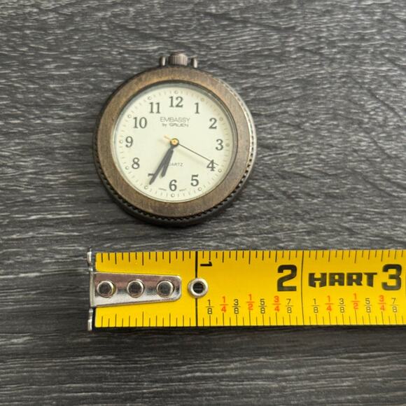 Embassy By Gruen Quartz Pocket Water Stainless Steel Back UNtested Open Face - Picture 4 of 4